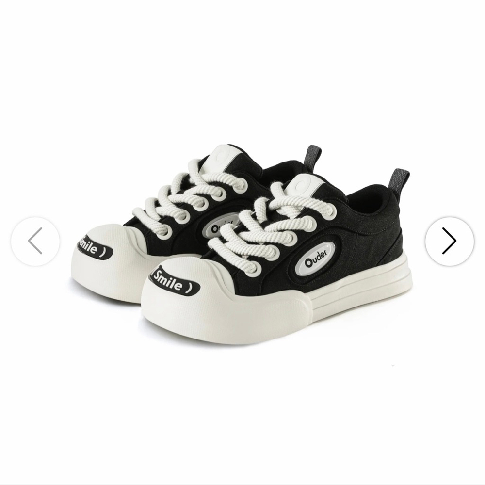 Ouder Smile Chunky Canvas Sneakers Black White EU 39 Unisex New w/ Box
